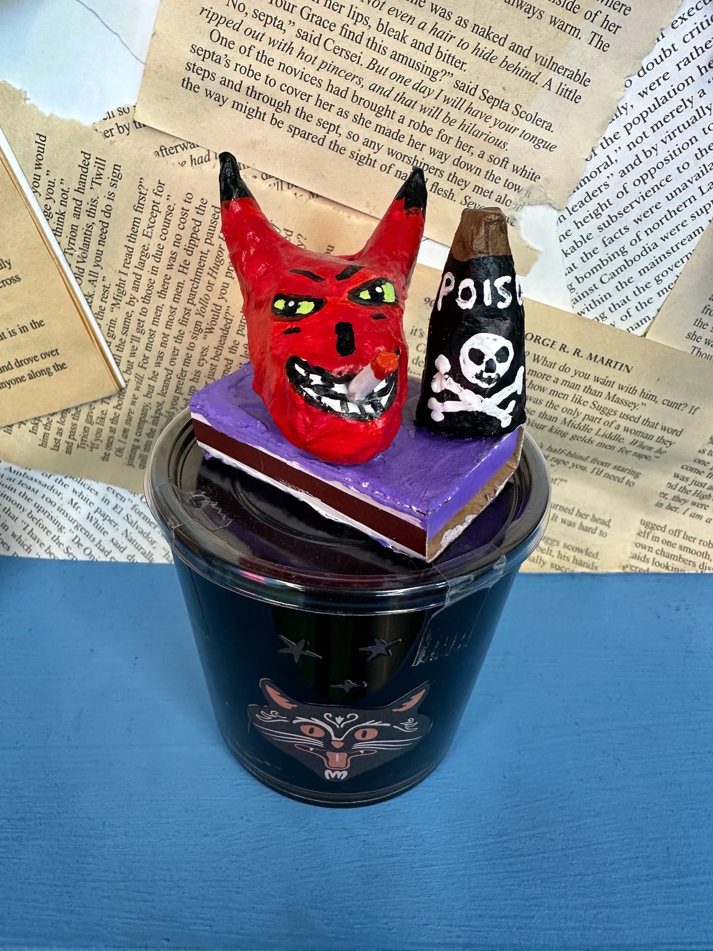 Papier-mâché Matchbox & Candle Combo by Kim Baise