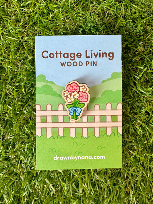 Bouquet Cottage Living Wood Pin by Nana