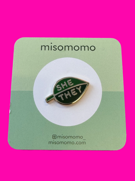 She/They pronoun leaf pin