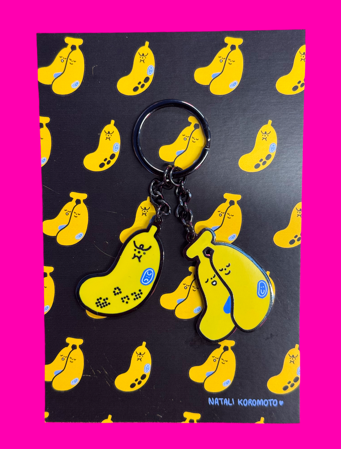 Banana Enamel Pin Keychain by Natali Koromoto