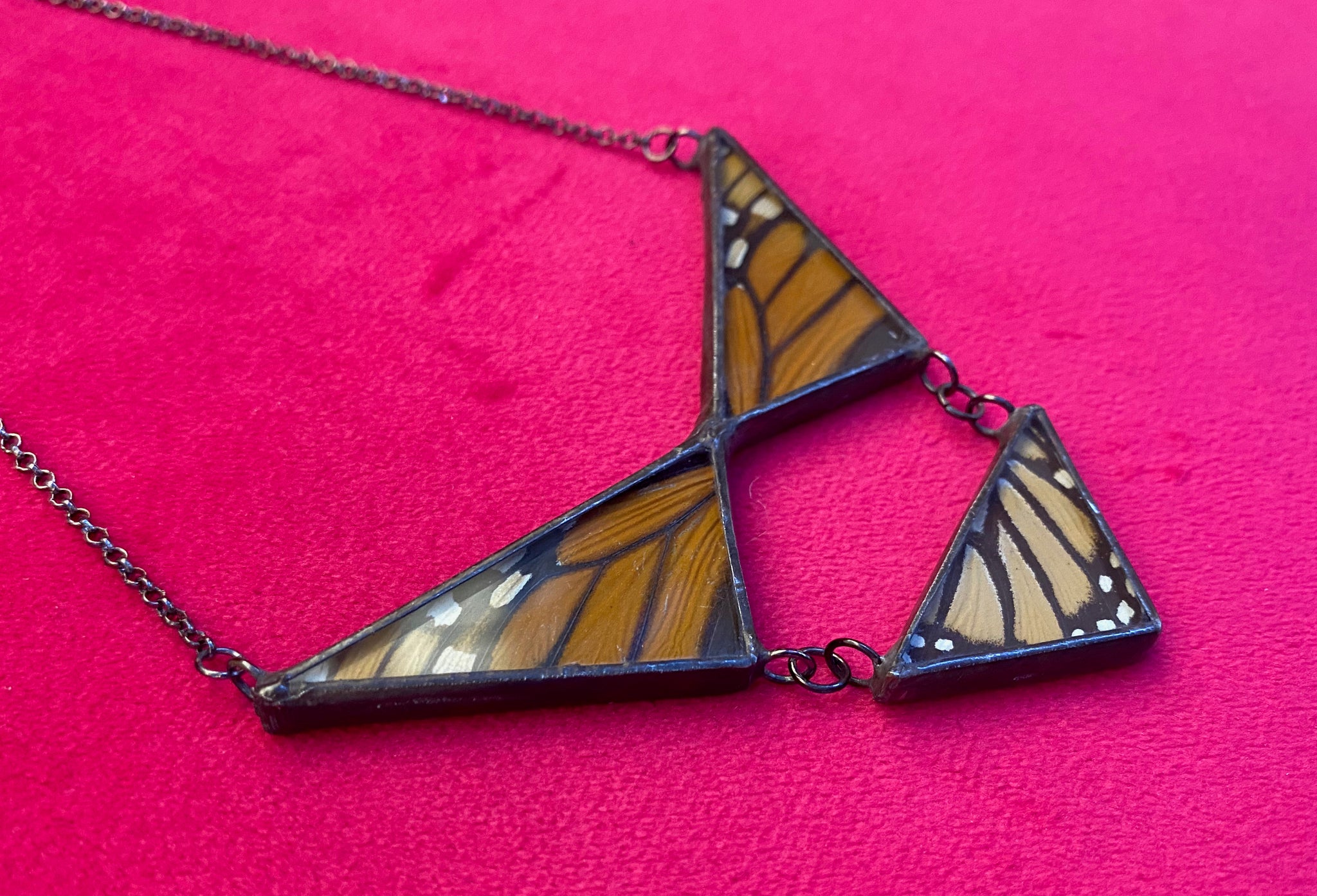 Monarch Butterfly Necklace made by Dream Wings Pixley's Oddities