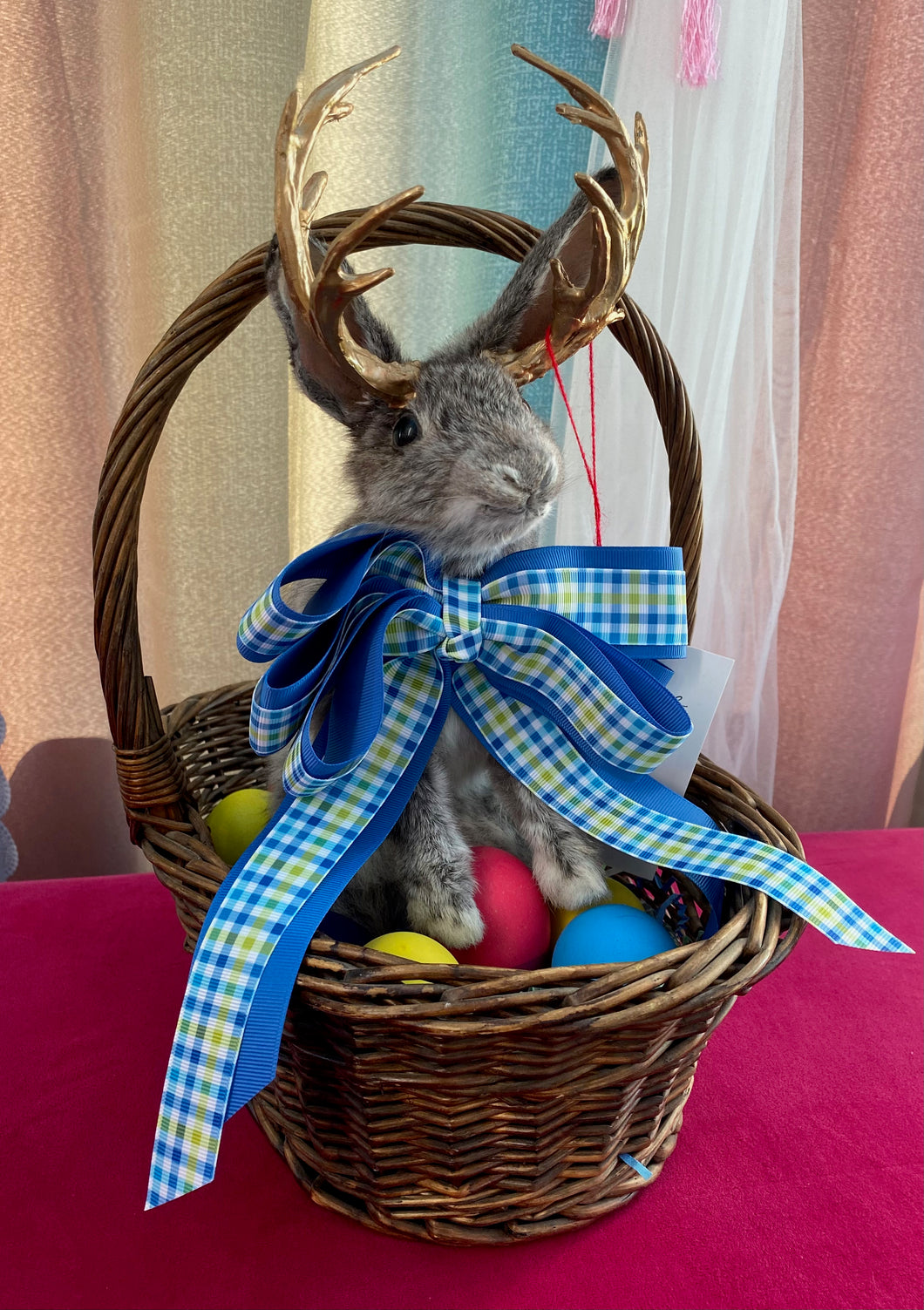 Jackalope Easter Bunny with Basket made by Emily Binard